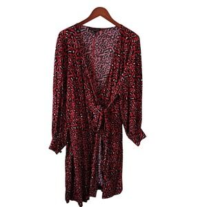 ELOQUII Leopard Long Sleeve Lightweight Wrap Dress or Cover or Duster Size 3X 24